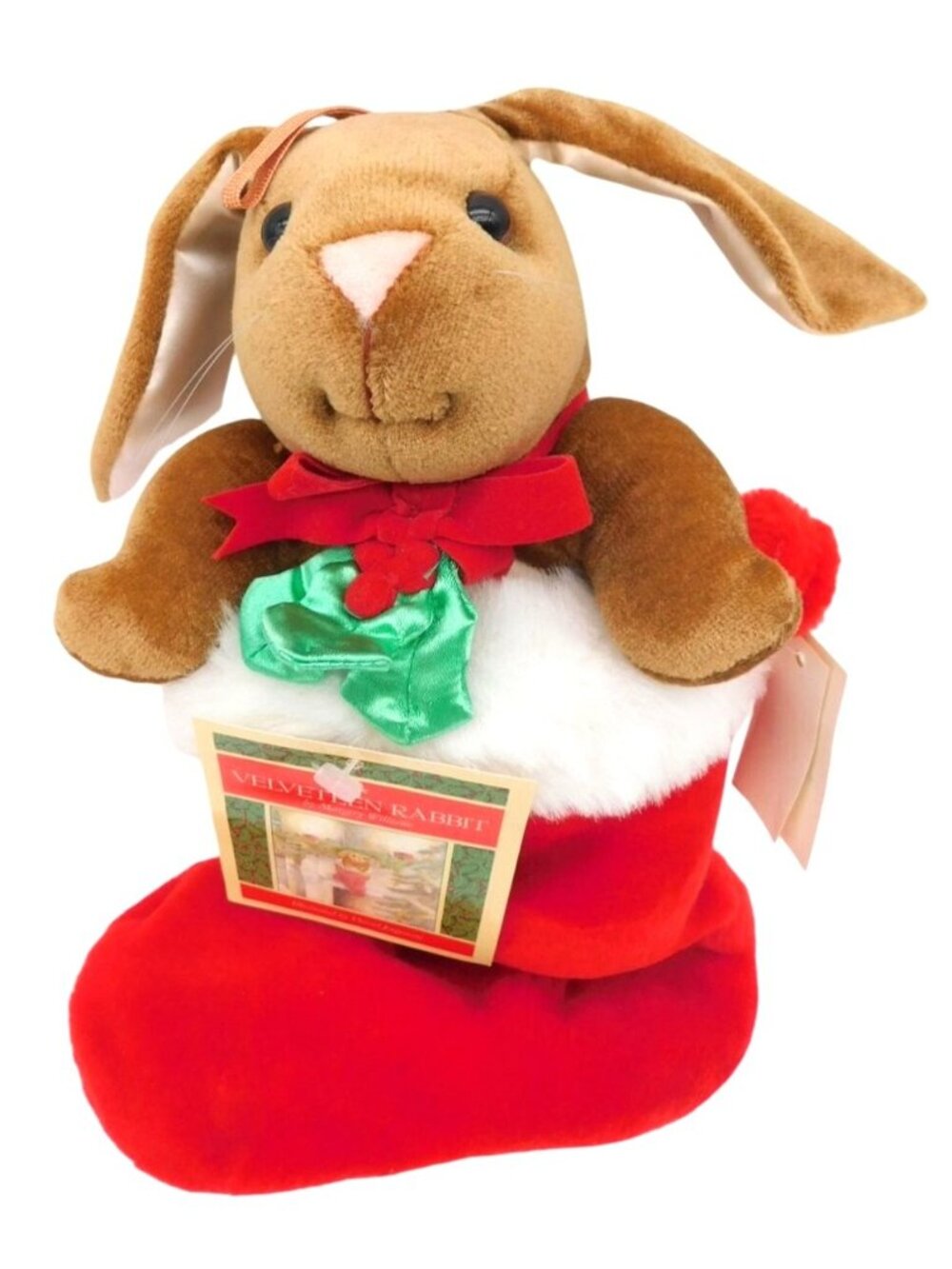 The Velveteen Rabbit Plush Stocking Stuffed Animal w/ Tags Christmas Decor 1985
